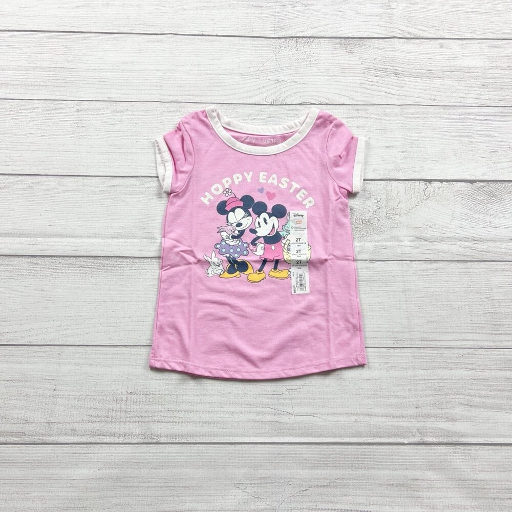 Disney Jumping Beans Toddler Girl Easter “Hoppy Easter” Minnie Mickey Tee NWT 2T